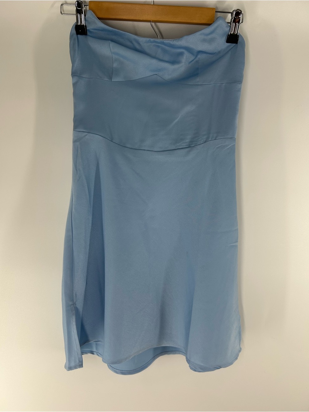 House of Spence Strapless Light Blue Mini Dress with Cowl Neckline
